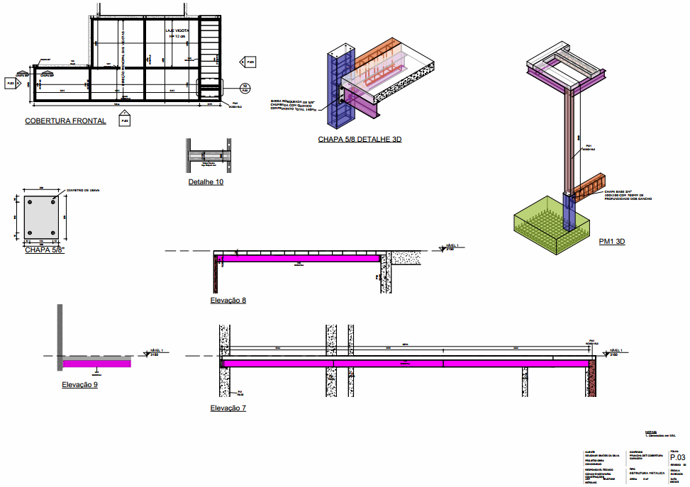 detalhamento estrutura metalica ligaçoes lajes conexoes template estrutural