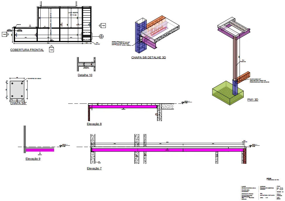 detalhamento estrutura metalica ligaçoes lajes conexoes template estrutural