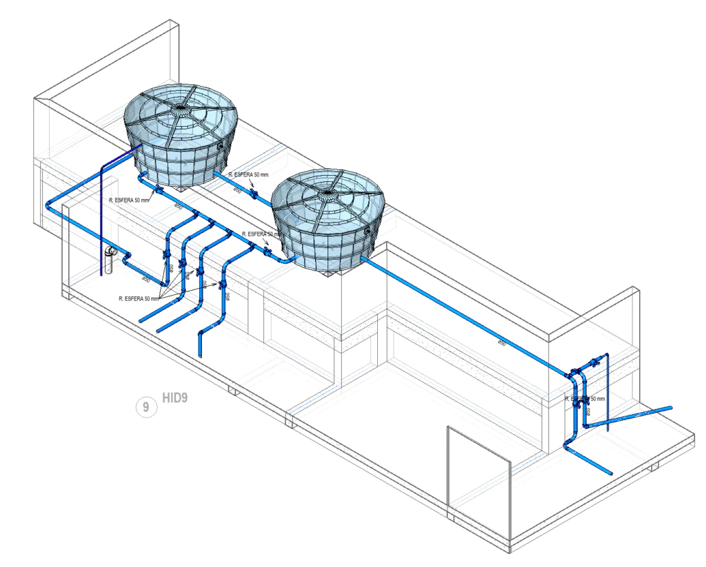 Projeto de água Fria feito no Revit
